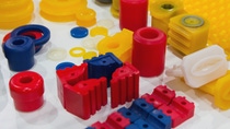 Varous products from polyurethane on the exhibition stand. industry Varous products from polyurethane on the exhibition stand. industry