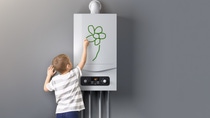 Gas water boiler on wall. 3d render Gas water boiler on wall. 3d render