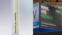 The image consists of two sections: the left part features Elastollan® RC and the right displays our slogan "Make, Use, Recycle" on a poster. The image consists of two sections: the left part features Elastollan® RC and the right displays our slogan "Make, Use, Recycle" on a poster.