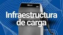 Electromovilidad: Aplicaciones de infraestructura de carga gris sobre fondo azul Electromovilidad: Aplicaciones de infraestructura de carga gris sobre fondo azul