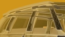 Top view of a virtual car highlighting the chassis features made from Ultramid® and Elastolit®. Top view of a virtual car highlighting the chassis features made from Ultramid® and Elastolit®.
