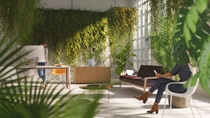 Inside a sustainable green home or home office, all items in the scene are 3D