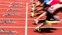 athletes in sprint start in track and field athletes in sprint start in track and field