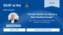 BASF at IFAT 2026 presenting Circular Plastics as a key to a more resilient Europe, May 7, 2026, Orange Stage Hall A5, Booth A6.233. BASF at IFAT 2026 presenting Circular Plastics as a key to a more resilient Europe, May 7, 2026, Orange Stage Hall A5, Booth A6.233.