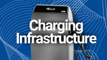 eMobility: Grey charging infrastructure applications on blue background eMobility: Grey charging infrastructure applications on blue background