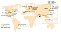 Overview of all BASF Performance Materials sites and Creation Centers worldwide