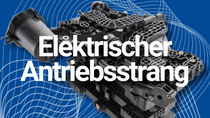 E-Mobilität: Graue Elektroantriebsanwendungen auf blauem Hintergrund E-Mobilität: Graue Elektroantriebsanwendungen auf blauem Hintergrund