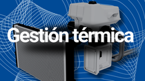 eMobility: Grey thermal management system on blue background eMobility: Grey thermal management system on blue background