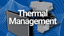 eMobility: Grey thermal management system on blue background eMobility: Grey thermal management system on blue background