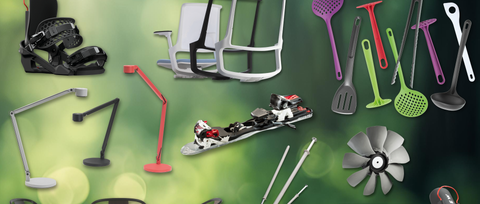 Household items made with Ultramid in front of a green backdrop Household items made with Ultramid in front of a green backdrop