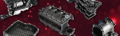 various automotive parts made with Ultramid, in front of a red backdrop various automotive parts made with Ultramid, in front of a red backdrop