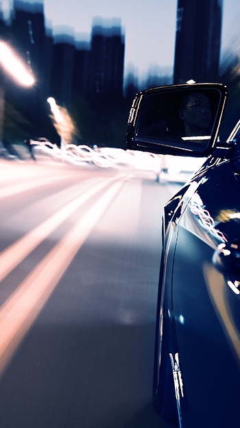 Fast car with glossy car paint