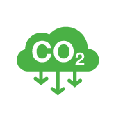 green icon of co2 emissions coming out of a cloud 