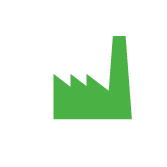 green icon of a factory green icon of a factory