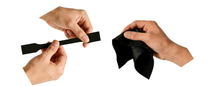 Hands demonstrating the flexibility and premium feel of Haptex® synthetic leather and Ultramid® engineering plastic, highlighting innovative material performance, durability, and comfort.