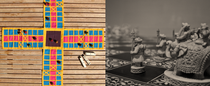 Traditional board games from India, showcasing strategy, culture, and social connection through colorful play pieces and intricately designed game boards.